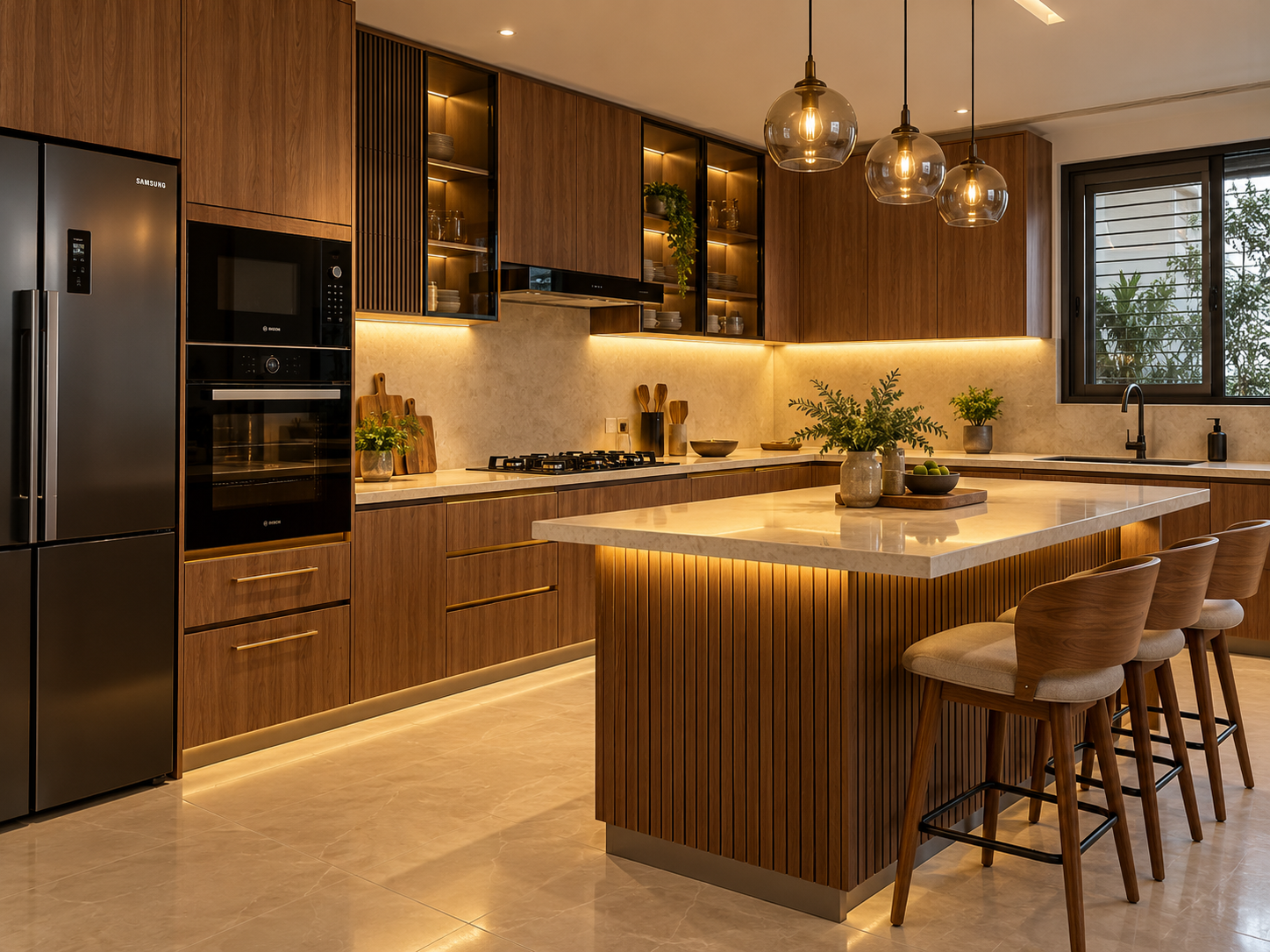 Warm wood modular kitchen